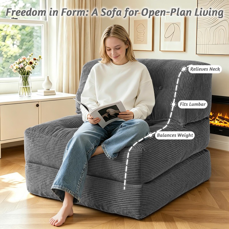 HABUTWAY Folding Sofa Bed,3-in-1 Convertible Sleeper Chair Bed w/Pillow