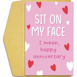 Qiliji Dirty Anniversary Card for Wife Girlfriend, Funny Anniversary Card from Husband Boyfriend, Raunchy Anniversary Card Gifts for Her, Sit On My Face