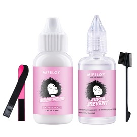 4 Pcs Wigs Set, Invisible Wig Glue, Wig Glue Remover, Front Lace Elastic Wig Melting Band, Black 3 in 1 Edge Brush, Beginners Women Girls Cosplay Kit