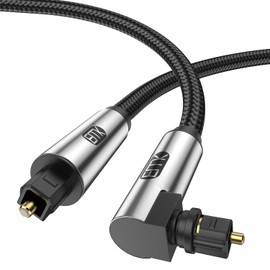 EMK 90 Degree Optical Cable for Soundbar to TV,360 Degree Free-Rotating Plug Fiber Optic Cable S/PDIF Toslink Male to Male Cable for Home Theater, Soundbar, Gaming Console, Speaker(16.5FT/5M)
