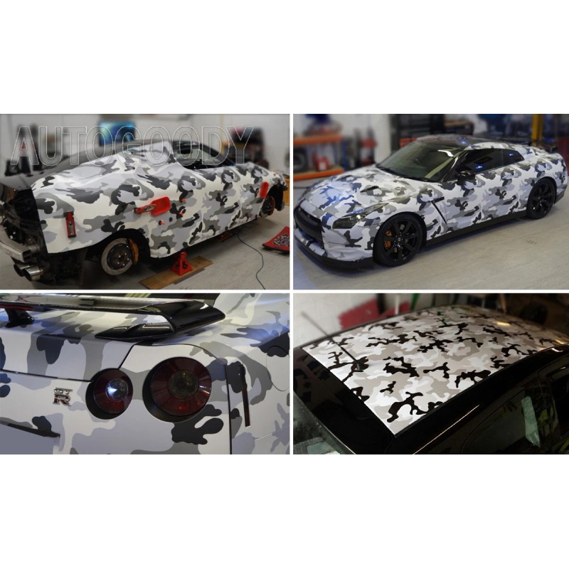 AUTOGOODY 108" x 60" Snow Camo Camouflage Vinyl Film Wrap