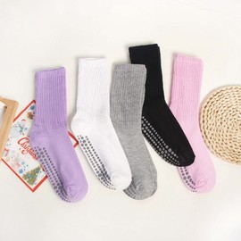 Crossover Anti-Slip Yoga Pilates Grip Socks One Size / Black 20ea