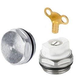 UKDeals Direct® Radiator Air Bleeder, Blank Cap Set Manual Radiator AIR Vent Bleed Plug Valve Kit 1/2" BSP Including Brass Radiator Bleed Key
