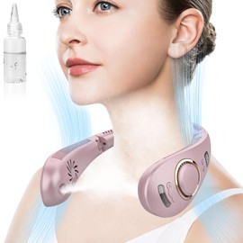 Neck Fan with Mist Spray,Portable Neck Fan Rechargeable with LED Display,Battery Operated Fan Foldable Neck Fan 360°Cooling,Wearable Fan Bladeless Neck Fans for Women Men,Personal Fans for Your Neck
