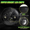 Unbrand Pair 7 inch Round LED Headlights high+low beam Black