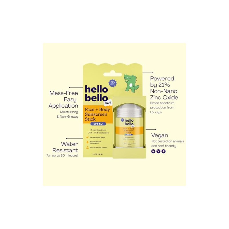 Hello Bello Mineral SPF 50 Face & Body Sunscreen Stick,