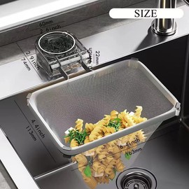 Wagoodter Kitchen Residue Filter Kitchen Drain Strainer Basket with Suction Cup Foldable Sink Strainer Sink Strainer with Filter Mesh Bags Cloth Holder for Kitchens and Bathrooms (Grey Transparent