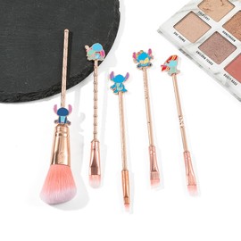 5PCS Pink All-in-One stch Makeup Brush Set – For Eyeshadow, Eyebrows, Eyeliner, Lips & Concealer, Wonderful Birthday & Holiday Pick for Girls