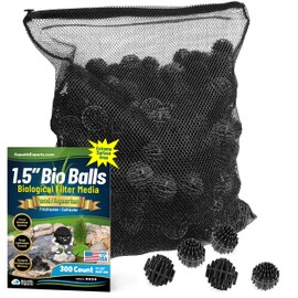 Aquatic Experts Bio Balls Filter Media Bulk, 1.5 Inch Large Bio Balls for Pond & Aquarium Filters, Pond Filter Media for Outdoor Ponds, (300 Count with 14" x 20" Mesh Bag, 1.5 Inch)