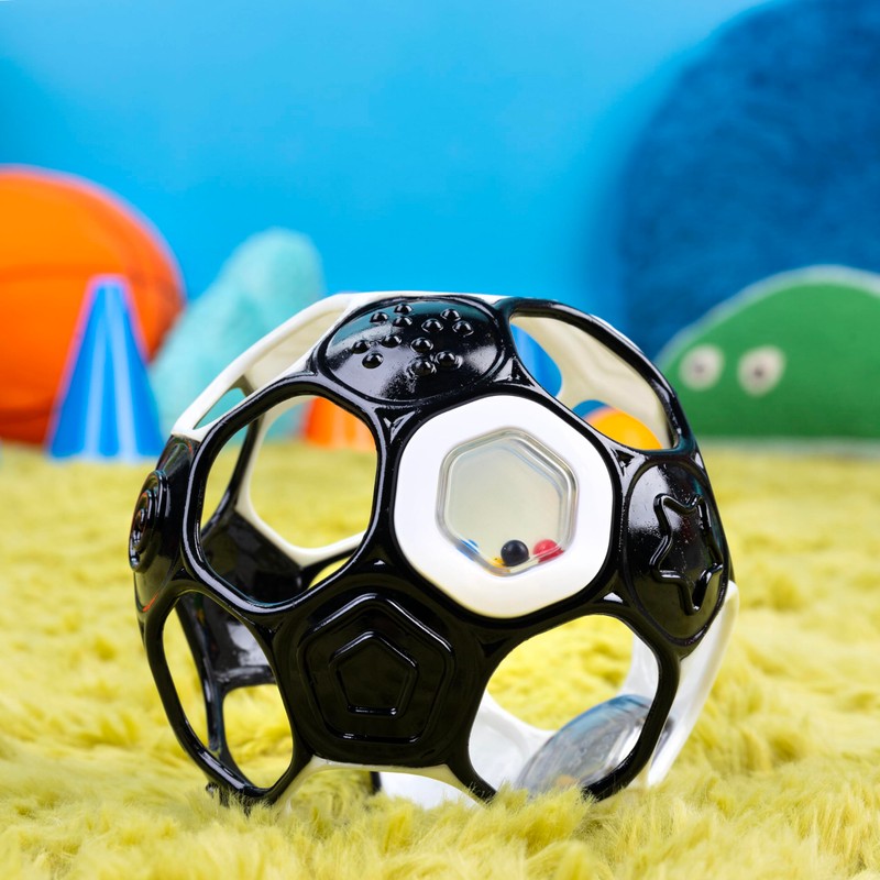 Bright Starts Oball Grippin' Goals Rattle Soccer Ball - Black