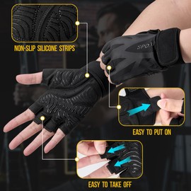WOTOW Workout Gloves for Men & Women, Breathable Gym Gloves with Thick Padding & Non-Slip Grip, Lightweight Weight Lifting Gloves with Wrist Support for Cycling Climbing Rowing