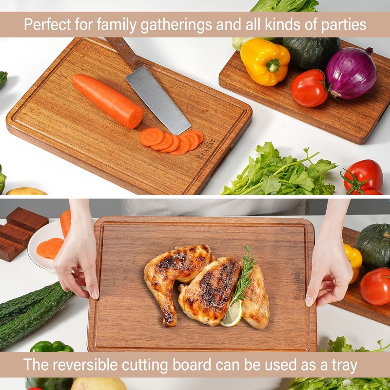Relxinke Solid Teak Wood Cutting Board One Piece Non Glued