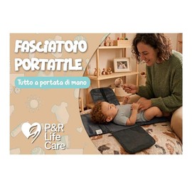 Fasciatoio Portatile da viaggio per Neonato, Tasche Organizer, Materassino Cambio Neonato da Viaggio, con Tasche Porta Pannolini e Salviette, Impermeabile e Facile da Pulire, Compatto per Passeggino