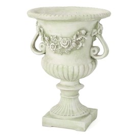 Pemberly Row Outdoor Cast Stone Garden Urn Planter in White Moss