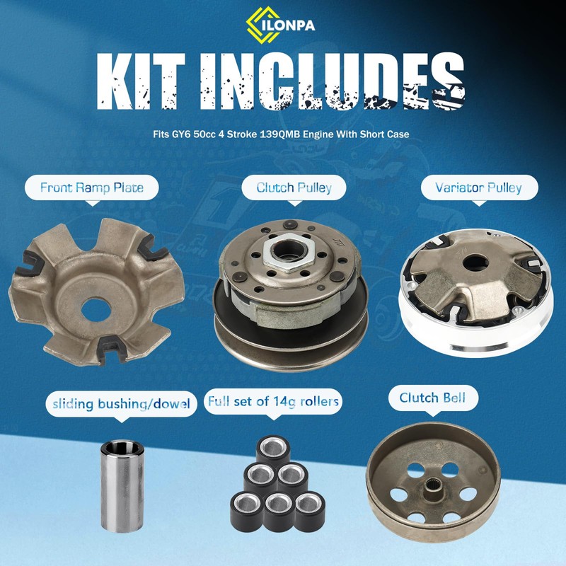 Clutch and Variator Assembly Set with 669 Belt for GY6