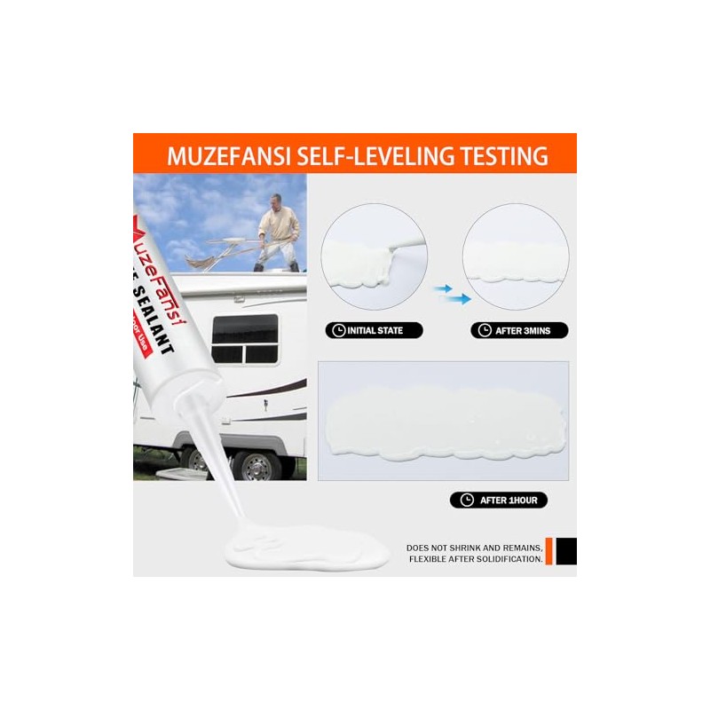 Self-Leveling RV Roof Sealant - 4 Pack Waterproof Silicone