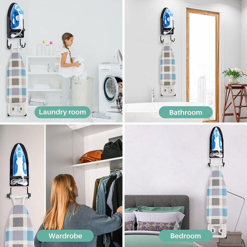 Ironing Board Hanger Wall Mount, Iron Hanger with Ironing Board
