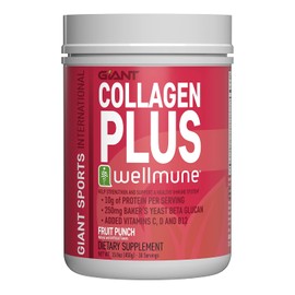 Giant Sports Péptidos de Colágeno | Plus Beta Glucano (WELLMUNE®) | Fuentes Bovinas Alimentadas con Pasto y Criadas en Pastos | Sabor Ponche de Frutas | 30 ser | 450 gr