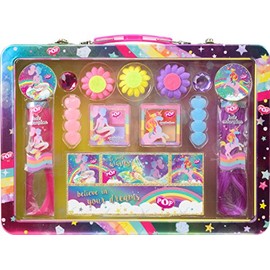 Pop Make-Up Case "Du bist magisch schön" Beauty Case with 2 Eyeshadow Palettes, Hair Accessories, Various Extensions and Sticker Sheet