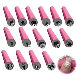 Juego de Sellos para Decoración de Uñas, 6/10/15 Herramientas Para Hacer Punteado De Graffiti En Na-il Art, Profesional Patrones De Flores Para Diseños Mujeres, Nail Art Flower Stamp Pen(15 piezas)