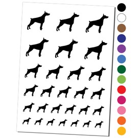 Dobermann Pinscher Dog Solid Temporary Tattoo Water Resistant Fake Body Art Set Collection - Red (One Sheet)
