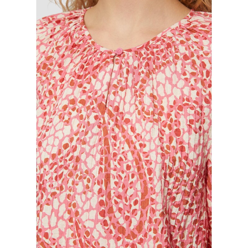 s.Oliver Textured Relaxed Fit Ruffle Raglan Sleeve Blouse, raspberry