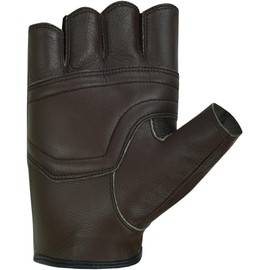 BLACKWILD Fingerless Gloves, Without Fingers, Leather Motorcycle Gloves, Men and Women, Fingerless Cycling Gloves, Gym Fitness Gloves, Also for MTB and Tactical (Brown, XL)