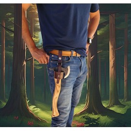 Hand Forged Doctor - Rustic Axe Holder with Belt Loop, Tactical Axe Holster for Belt, MOLLE Compatible, Hatchet Holder, Thick Full Grain Leather, Handmade, Waist Holder for Axes and Tools