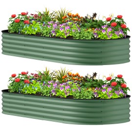 Raised Garden Bed 7 X 3 X 1 Metal Green For Gardening SuppliesColor: Green Color