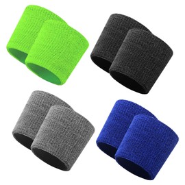 NIDHFG 4 Double Sports Wrist Guards, Classic And Fashionable, Simple Solid Color, Water-Absorbing Wrist Towel, Comfortable And Breathable, Universal Wrist Guards For Men And Women.