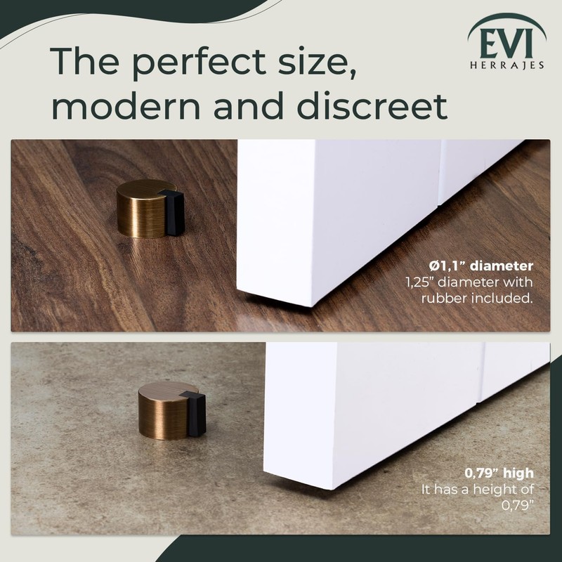 EVI Door Stoppers | Leather Brass Door Stop - Adhesive