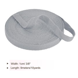 TA-VIGOR Cotton Twill Tape Ribbon 10mm, 10 Yards Bias Binding Tape Bunting Tape Soft Natural Herringbone Webbing Tape Roll for Sewing Dressmaking Gift Wrapping DIY Craft, Silver Grey
