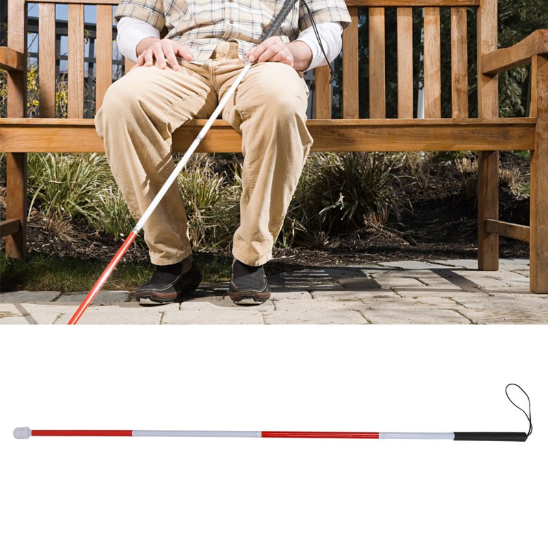 Blind Guide Cane Aluminum Alloy Portable Folding Walking Stick for