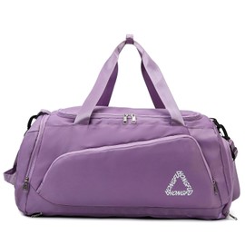 Eslcorri Gym Duffle Bag for Women, Travel Duffel Backpack with Shoe & Wet Compartment Carry on Overnight Luggage Bag (B, Purple)