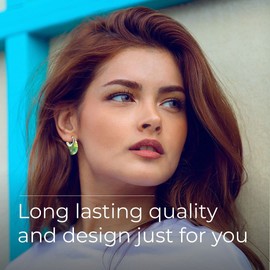 Shop LC Green Murano Style Millefiori Glass Hoop Earrings for Women Daisy Flower Stainless Steel Jewelry Trendy Gifts for Women Ct. 30 Christmas Gifts