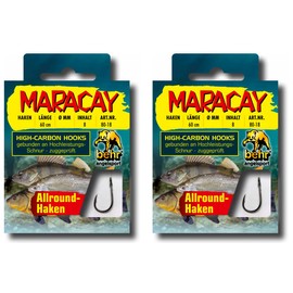 Set: 2 packs of Behr Maracay tied all-round fishing hooks (16 pieces), 60 cm hook size 6, 8, 10, 12 depending on selection + free Petri Heill! sticker (hook size 8)