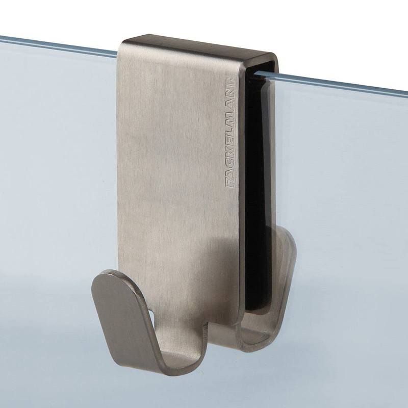 Fackelmann Doppelhaken für Glasduschwand TECNO, Handtuchhalter aus Edelstahl, Kleiderhaken zum