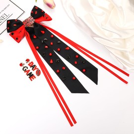 Football Hair Bows Accessories for Women Game Day Bows Silky Satin Big Hair Bows Clips Large Jeweled Hair Ribbons Red Spirit Day Football Mom Accessories Game Day Outfits Party Favors (Pattern B1)