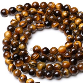 ZHIYUXI Tiger Eye Yellow 100pcs 6mm Jewelry Stone Gemstones Beads for Bracelet Making 2 Strand Round Spacer Loose Stones for Necklace DIY Christmas Gifts for Women Men