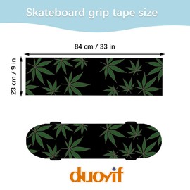 duoyif Skateboard Grip Tape, Skateboard Grip Tape, Grip Tapes for Skateboards, Longboard, Scooter, Scooter - Grip Tape Bubble Free, Non-Slip, Wear-Resistant, Waterproof (Leaves, 84 x 23 cm)