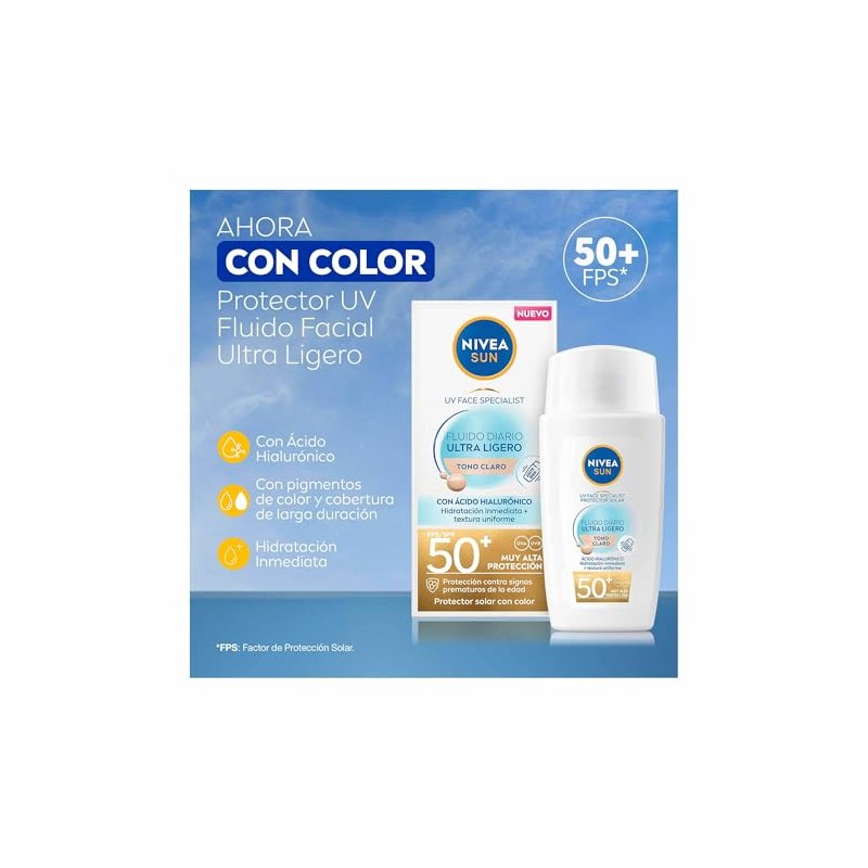 Protector Solar Facial NIVEA SUN Fluido Diario Tono Claro +