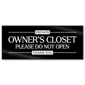 Acrylic 2.5x6 Owners Closet Sign, No Guest Access Sign, Compatible with Airbnb Essentials for Hosts Signs, Private Door, Renter Friendly Decor, Compatible with Airbnb Signs, Black, Made in USA