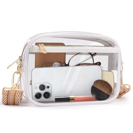 Aodotx Clear Bag for Stadium Events, 3 Pockets Clear Purse for Concert and Sport Events (White-01)