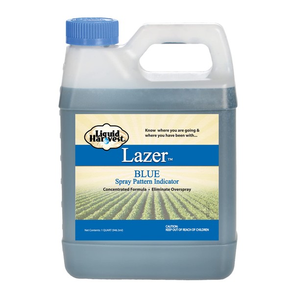 Liquid Harvest Lazer Blue - 32 Ounces - Concentrated Spray Pattern Indicator - Perfect Weed/ Fertilizer Marking Dye, Turf Mark and Blue Herbicide Marker