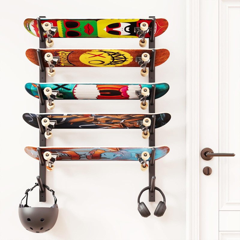 YMYNY Skateboard Wall Mount, 6 Layer Skateboard Rack Holder, Snowboard