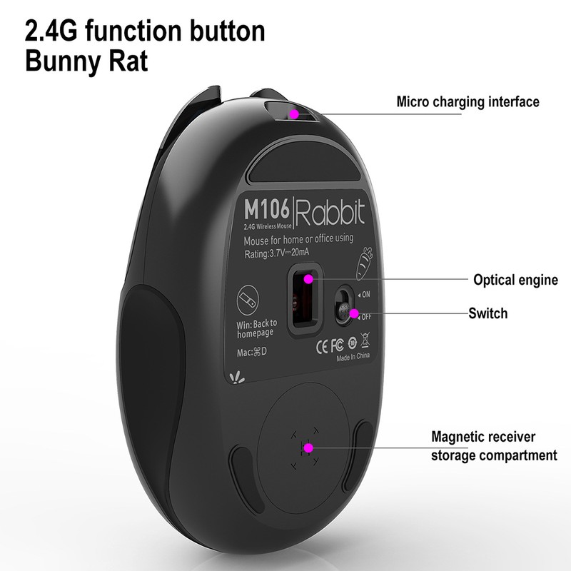 HXSJ M106 2.4G Wireless Mouse Rechargeable Silent Mute Mice USB