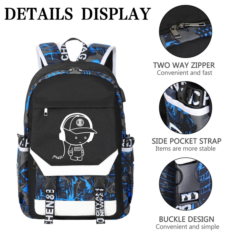 RM Family - Mochila luminosa para niños, 15.6 pulgadas con
