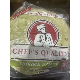 Chefs Quality Spinach & Herb 12 Inch Tortilla Wrap 12 Count