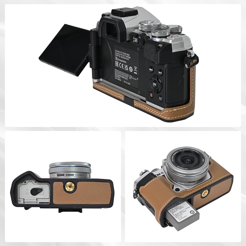 Rieibi PU Leather Half Case for Olympus OM-5/Olympus OM-D E-M5