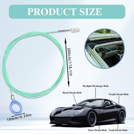 Auto Sunroof Drain Cleaning Tool, Tube Cleaning Brush Slim Drain Dredging Tool, Flexible Drain Brush Long Pipe Cleaners, Pipe Drain Dredge Cleaning Tool for Car Sunroof, Windshield Drain Hole (118")